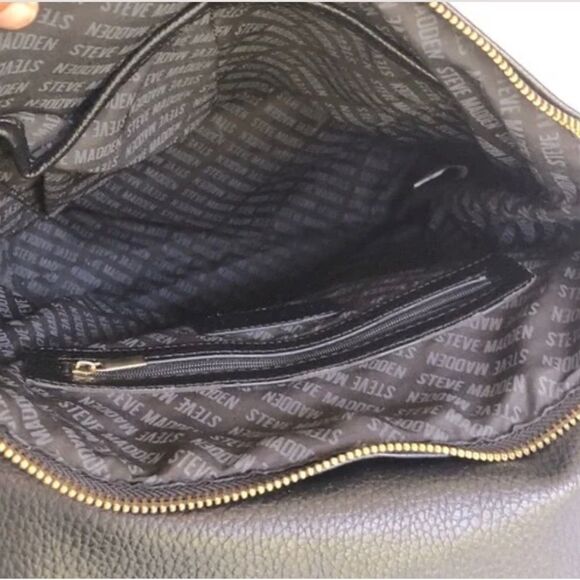 Steve madden black faux leather all over logo square backpack rucksack bag main image 6
